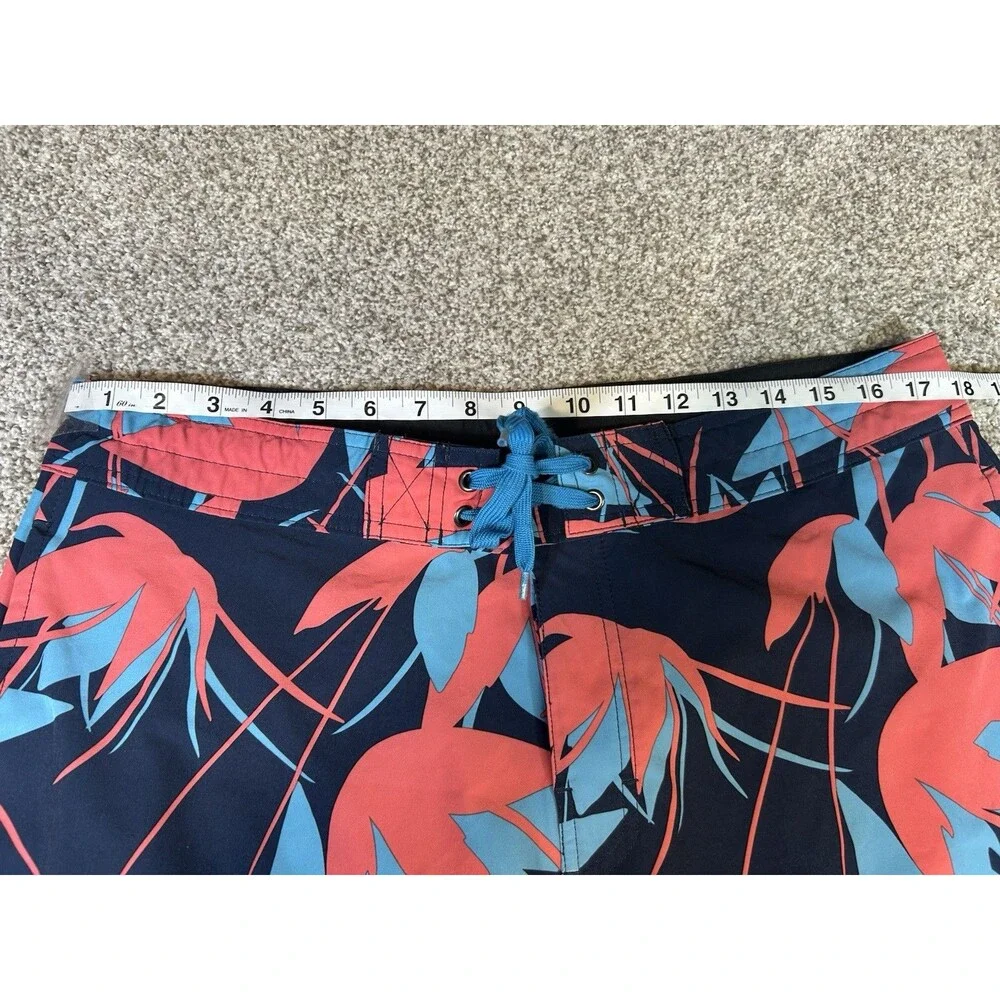 Vintage Surf Style 90's‎ Hawaiian Floral Beach Board Shorts Drawstring Retro 34